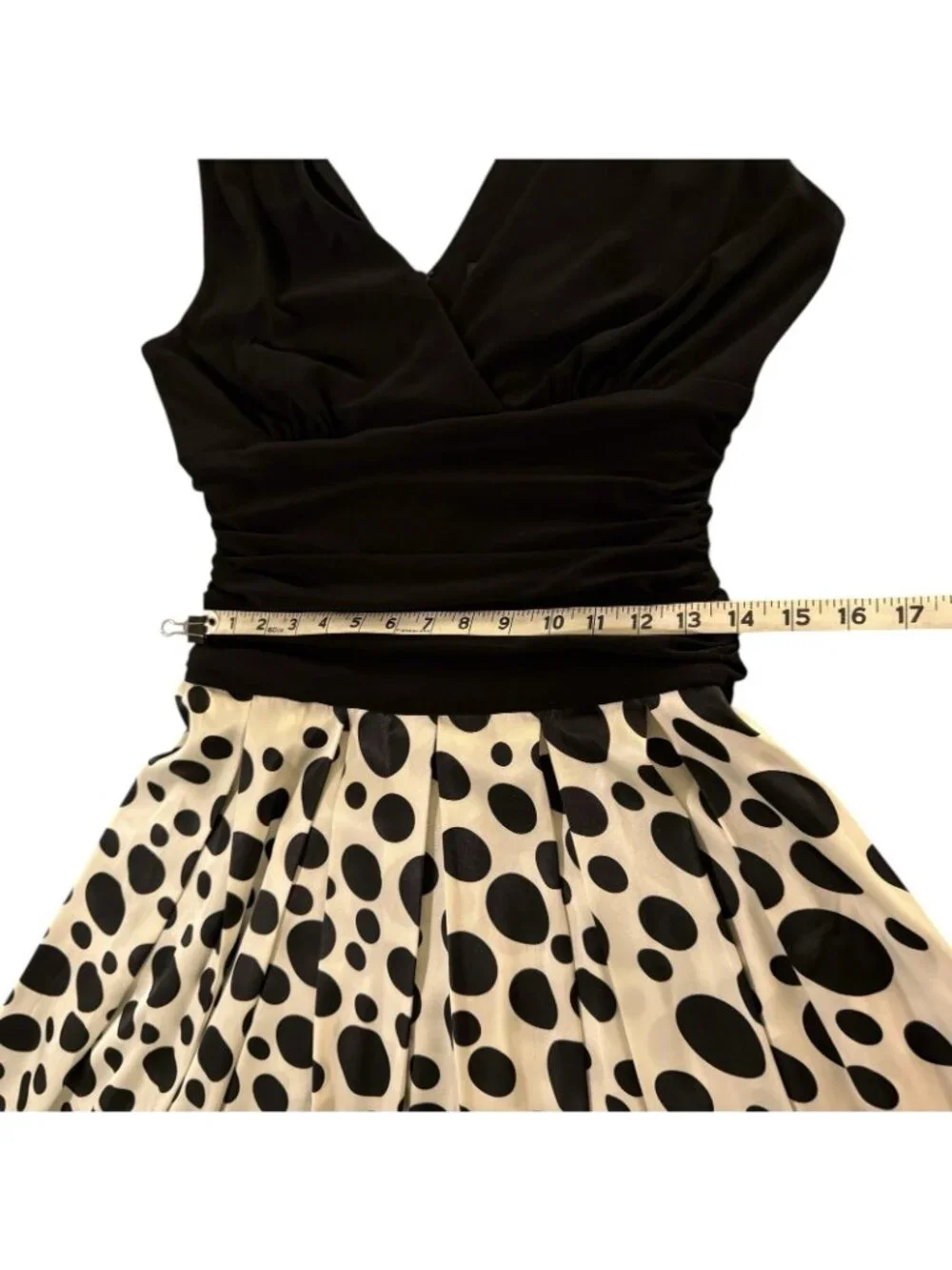 Polka Dot Dress Women's 12 Black & White Sleeveless Jessica Howard Evenings - Picture 14 of 16